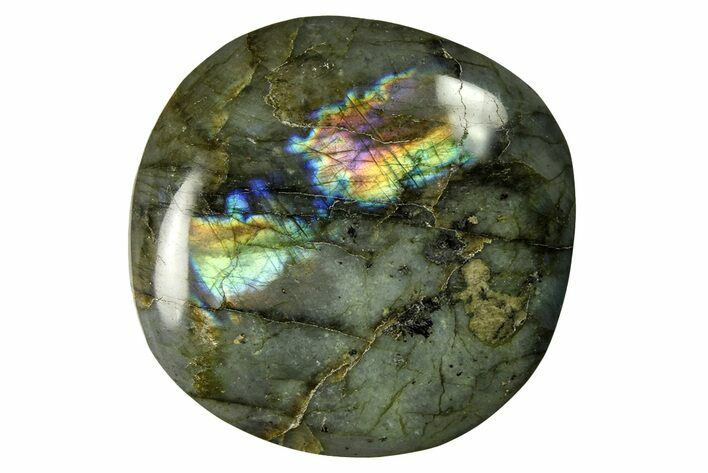 Flashy, Polished Labradorite Palm Stone - Madagascar #290495